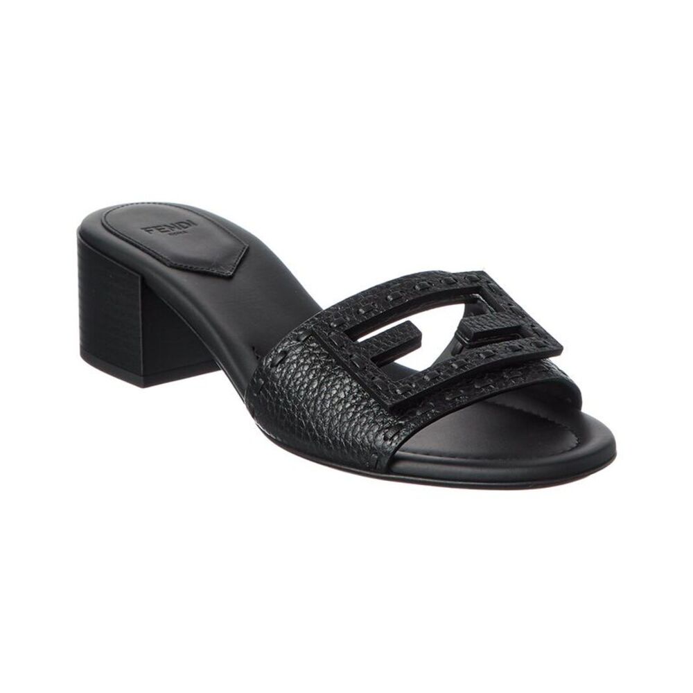 Fendi Baguette Leather Sandal, Black